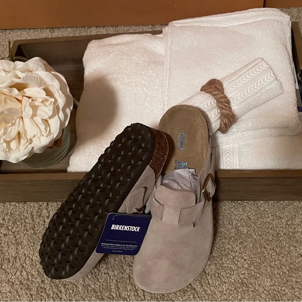 Birkenstock Boston Clogs Women's Taupe Size 8 Suede Slip-Ons - Picture 6 of 6